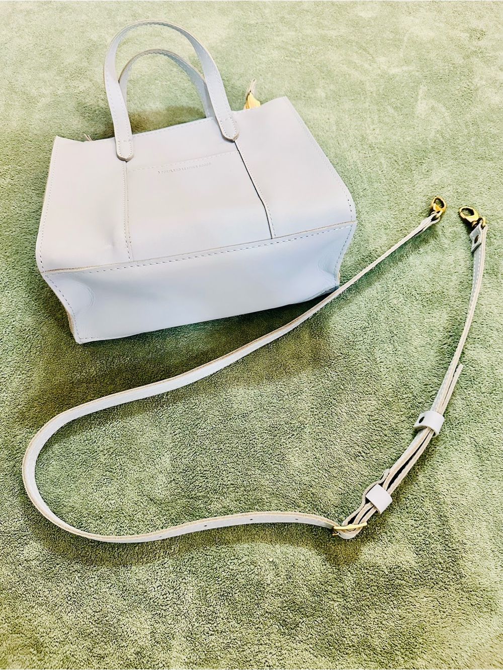 Portland Leather Goods Lola Crossbody Glacial Blue Leather Satchel Bag - Picture 9 of 9